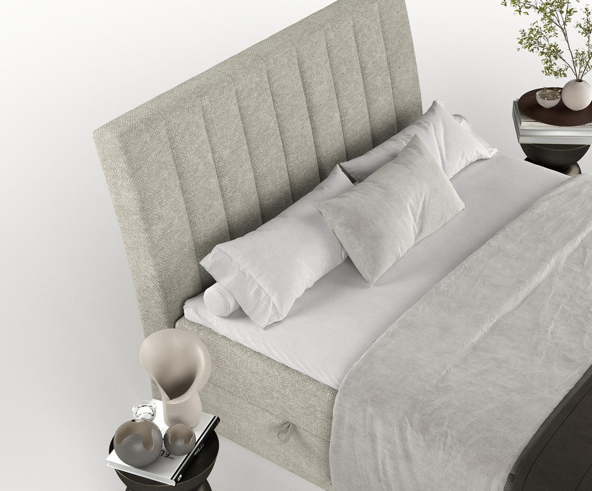 BOXBETT Merton Beige Grau 140/200 cm - Beige/Schwarz, Holz/Holzwerkstoff (140/200cm) - Maison de Reve