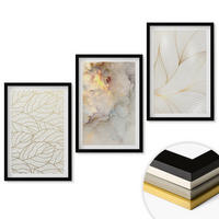 WANDBILDER 3er-Set - 40x60 cm Schwarzer Rahmen - Blättermuster Marmor abstrakt - Schwarz, Kunststoff (40/60cm) - ArtPrintCave