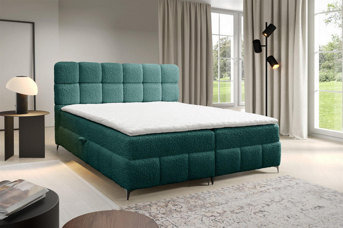 BOXBETT Sophie In Rolf - Türkis, Holzwerkstoff/Textil (140/200cm) - Fun Möbel