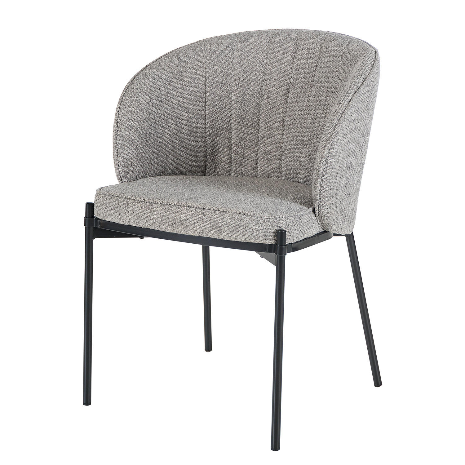 ARMLEHNENSTUHL - Webstoff / Stahl - Greige/Schwarz, Textil (56/81/57cm) - home24