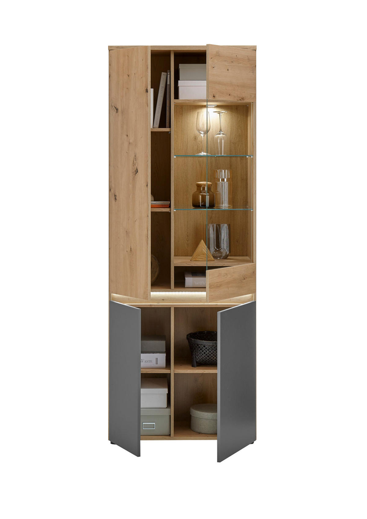 WOHNWAND Limoges 310/200/38 in Artisan Eiche Nb., anthrazit - Braun, Holz (310/200/38cm) - moebel dich auf