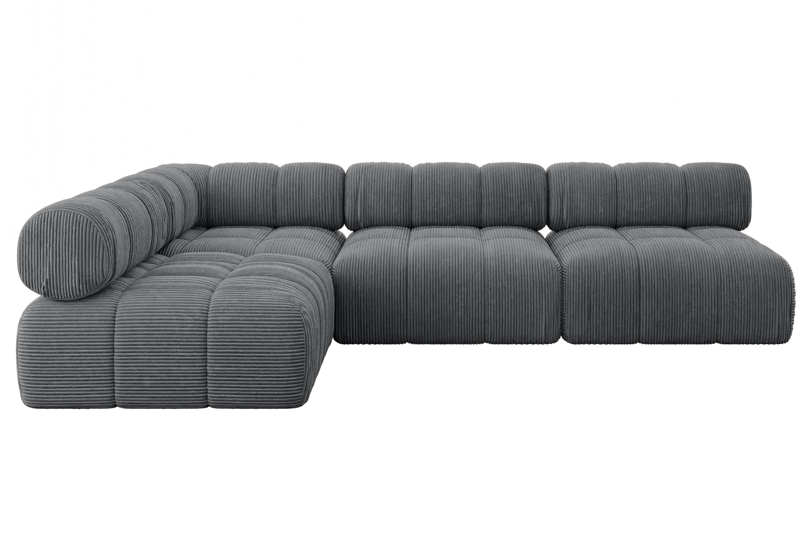 ECKSOFA modulares Sofa Samaro-L2 - 285x190x70 cm Dunkelgrau Cord - Dunkelgrau, Holzwerkstoff/Textil (285/190cm) - ALTDECOR