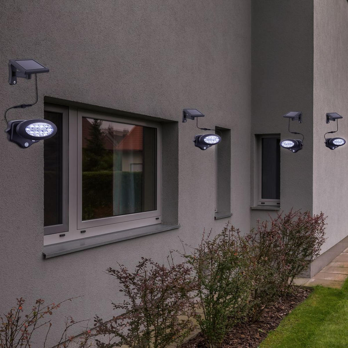 LED STRAHLER Solar Anthrazit 2er Set - Anthrazit, Kunststoff (17/17/11.3cm)