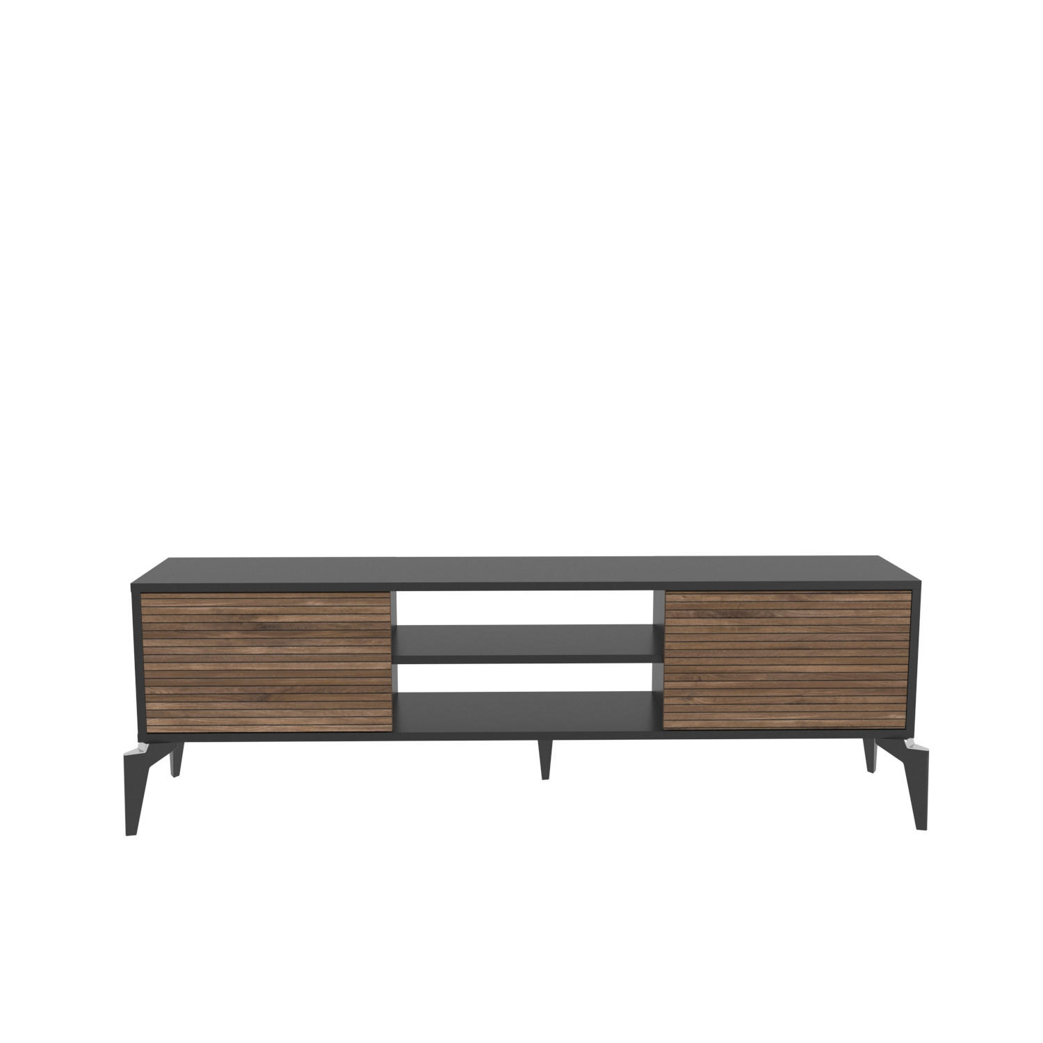 Decorotika Tv-Lowboard Schwarz, Braun 160x52x29.5 cm