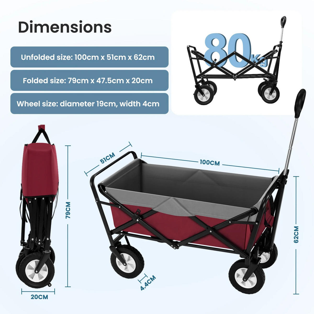 GARTENWAGEN Faltbar Blau Grau 1 Stück - Blaugrau, Textil/Metall (100/51cm) - Kaket