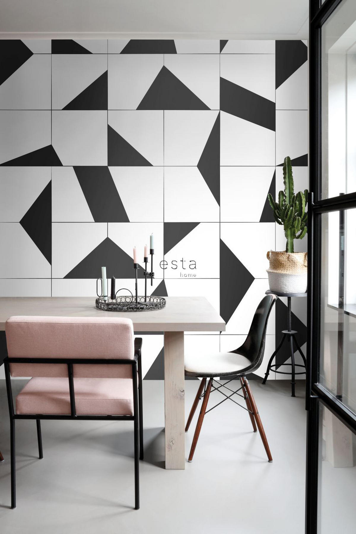 FOTOTAPETE Fliesenmuster 200 x 279 cm - Schwarz, Papier (200/279cm) - ESTAhome