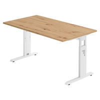 SCHREIBTISCH Serie-O 80/140/74 cm in Wildeiche/Weiß - Wildeiche/Weiß, Holzwerkstoff (80/140/74cm) - bümö