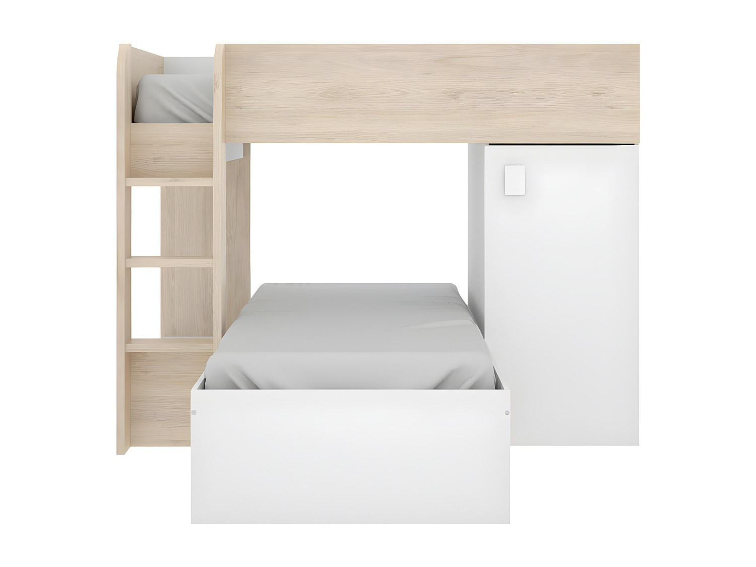 ETAGENBETT - 2 Personen - Holz, Platte - Naturfarben Hell, Weiß - - Naturfarben/Weiß, Holz (90/190cm) - Vente-Unique