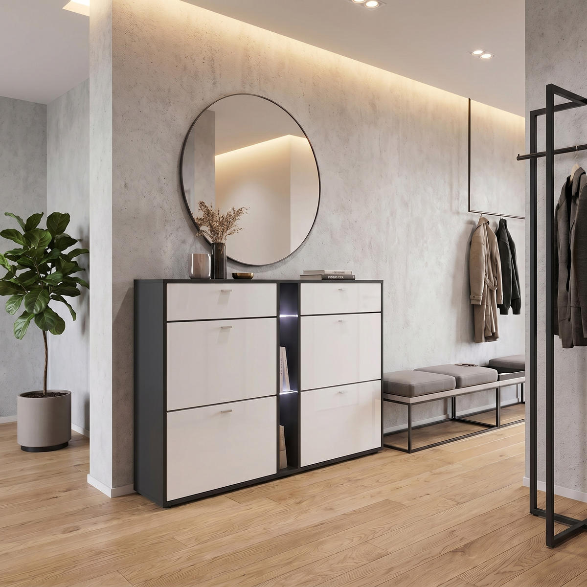SCHUHSCHRANK Today Fronten in Weiß matt - Weiß, Holzwerkstoff (155.5/95/28cm) - Vladon