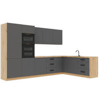 WINKELKÜCHE 330 cm - Langen K100-M330 - in Grau/Matt - Grau, Holz (330/212/210cm)