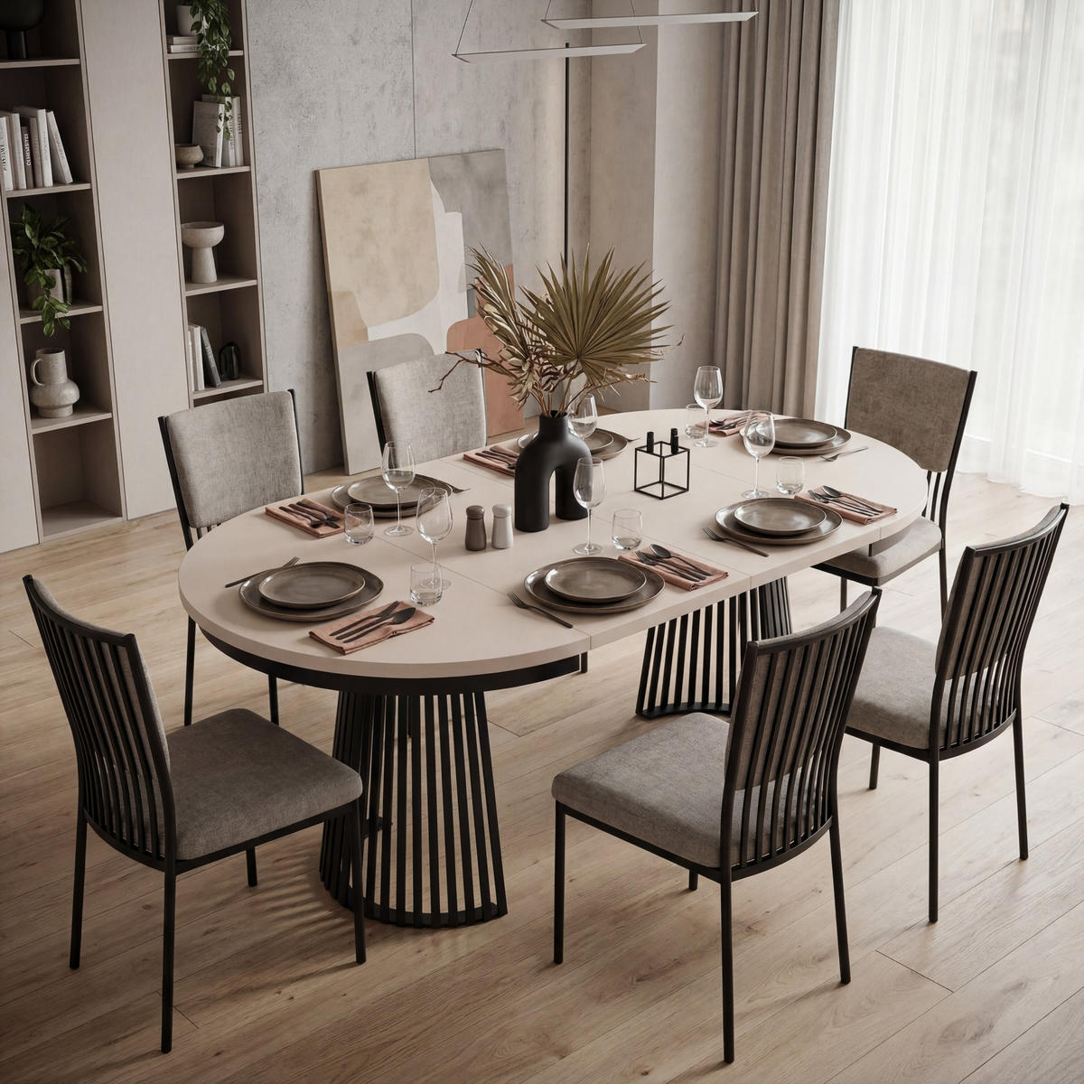 ESSTISCH TRAVIS Ausziehbar 100 - 180 / 100 x 76,6 cm - Kaschmir/Schwarz, Holz (100/100/76.6cm) - MASSENO