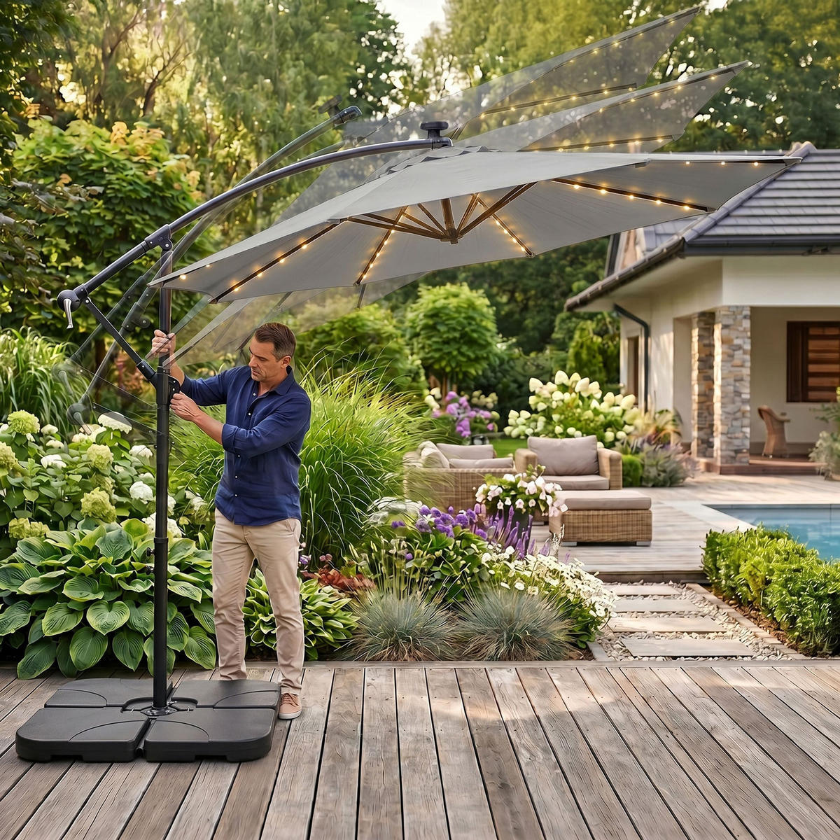 SONNENSCHRIM Grau 245/300 cm - Hellgrau/Schwarz, Metall (300/300cm) - Akord