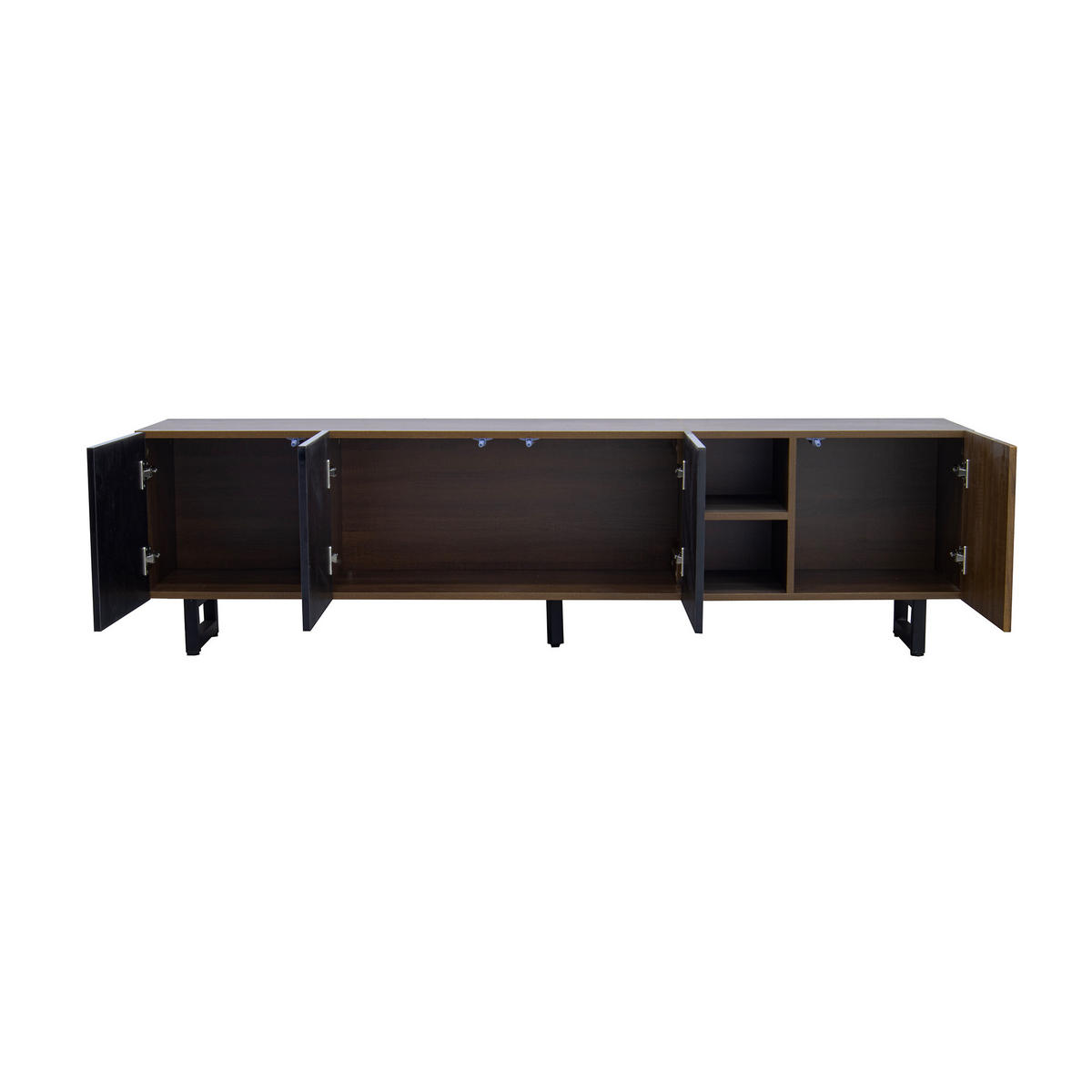 TV-ELEMENT 180/38/50 cm Schwarz + Natur mit 4 Türen - Schwarz, Holz (180/50/38cm) - Oxeza