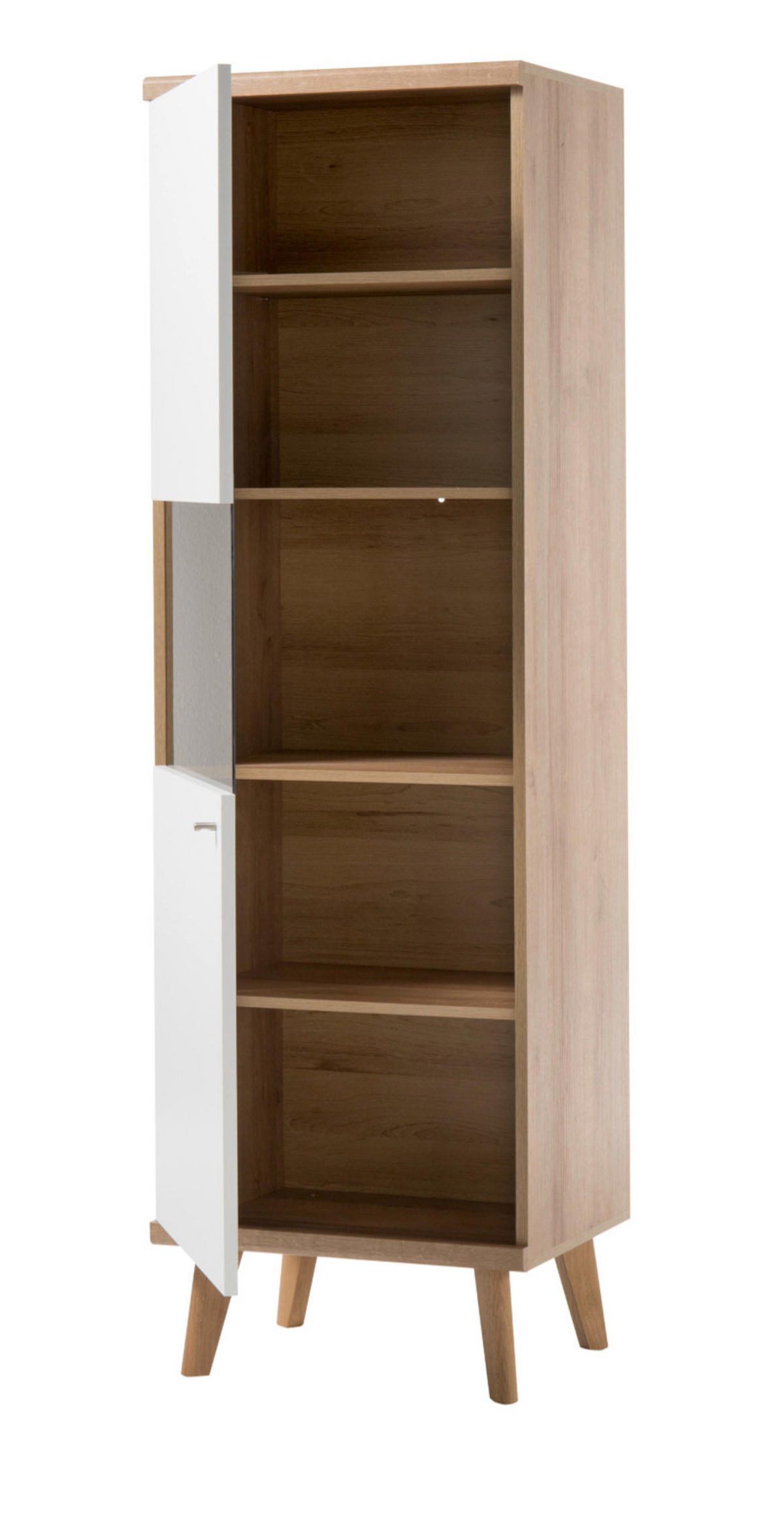 VITRINE weiß Eiche Riviera, Vitrinenschrank skandinavisch 50 x 197 cm - Eichefarben/Weiß, Holz/Holzwerkstoff (50/197/40cm) - Furn.Design