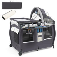 BABYBETT Grau - Grau, Textil - COSTWAY