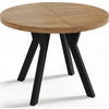 ESSTISCH Twixy runder ausziehbarer, Wotan Eiche 100-200/100/76 cm - Eiche Wotan/Schwarz, Holz/Holzwerkstoff (100/100/76cm) - WFL GROUP