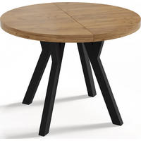ESSTISCH Twixy runder ausziehbarer, Wotan Eiche 100-200/100/76 cm - Eiche Wotan/Schwarz, Holz/Holzwerkstoff (100/100/76cm) - WFL GROUP