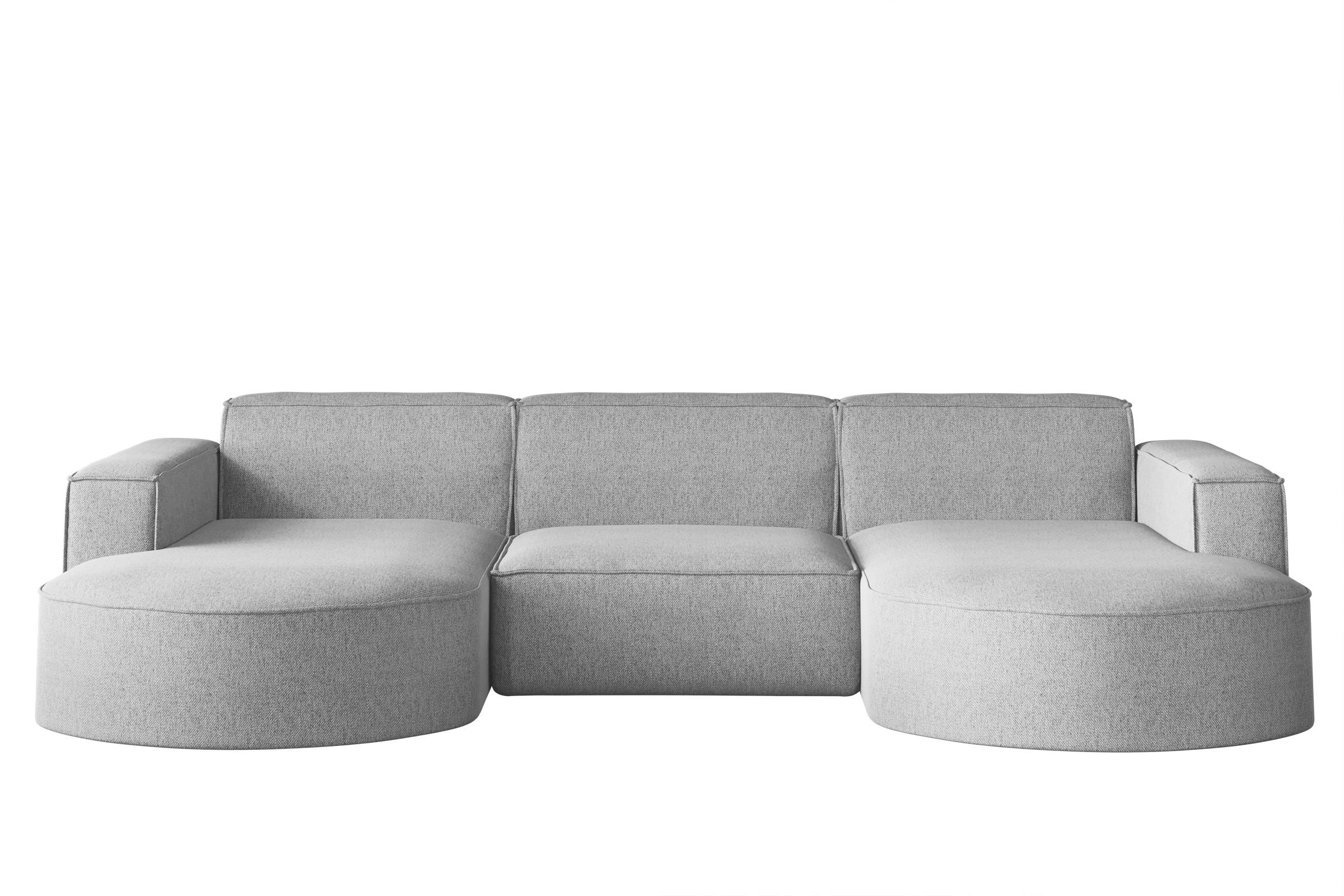 ECKSOFA U-Form MODENA STUDIO Stoff Verita Grau - Grau, Holz (165/299cm) - Kaiser Möbel