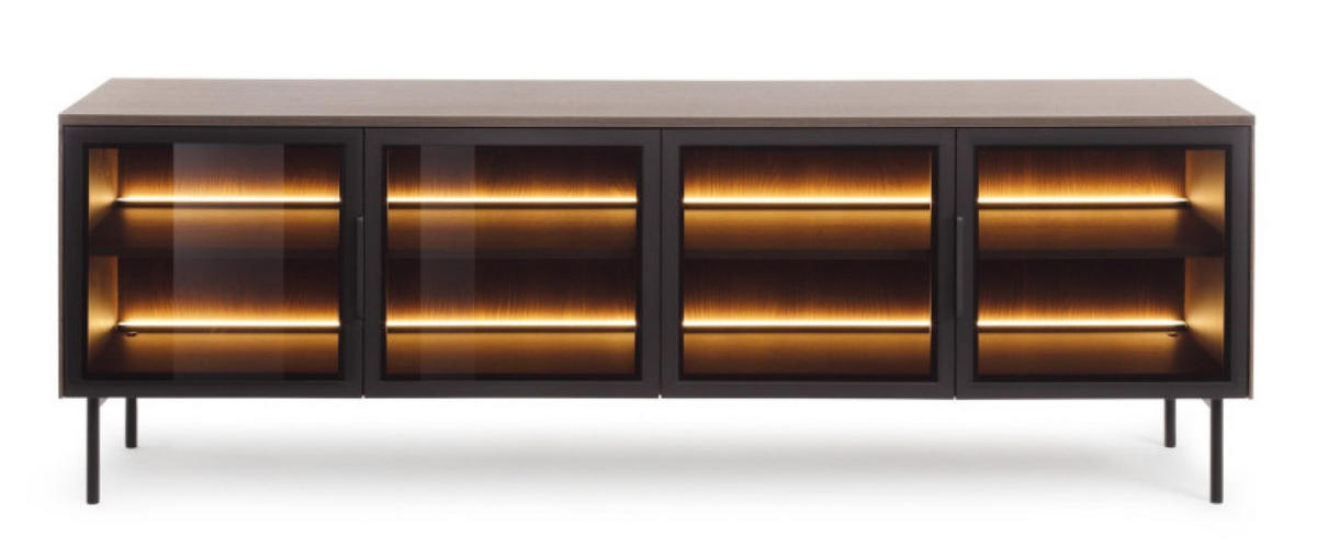 TV-SCHRANK Eiche Dunin LUMIN 4D LED - Schwarz, Holzwerkstoff (181.3/61.6/39.3cm) - Sepro Meble