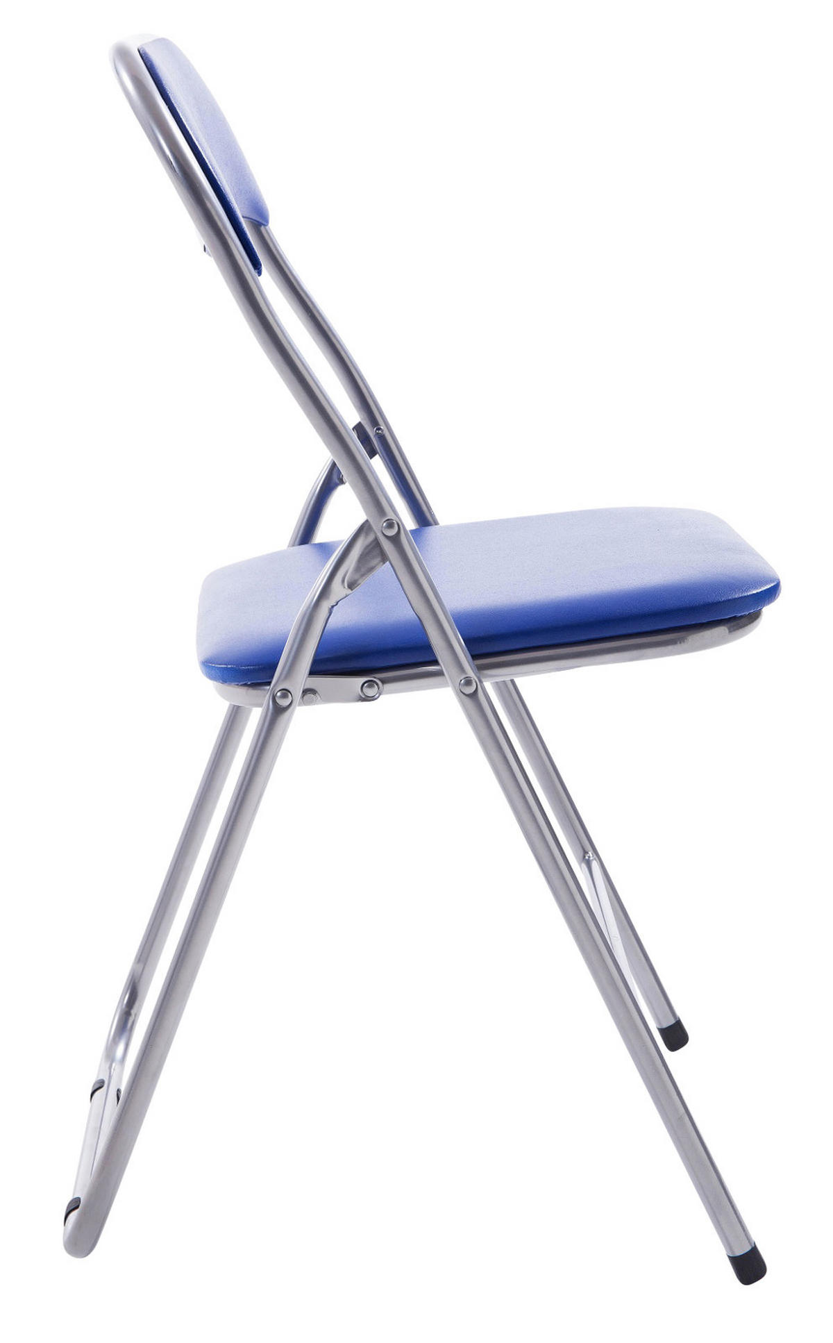 BESUCHERSTUHL Lederlook blau/silber - Blau/Silberfarben, Textil/Metall (45/78/45cm) - CLP