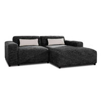 ECKSOFA L Form Jughlio Schwarz 240/165/75 cm Rechts mit Schlaffunktion - Schwarz, Kunststoff/Textil (240/165cm) - AX Living
