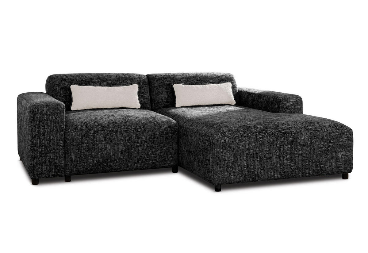 ECKSOFA L Form Jughlio Schwarz 240/165/75 cm Rechts mit Schlaffunktion - Schwarz, Kunststoff/Textil (240/165cm) - AX Living