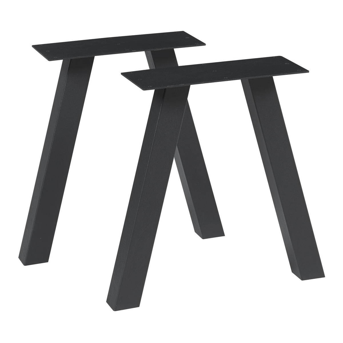 SADA STOLOVÝCH NOH 2 KS Heustreu - černá, kov (40/40/12cm) - [en.casa]