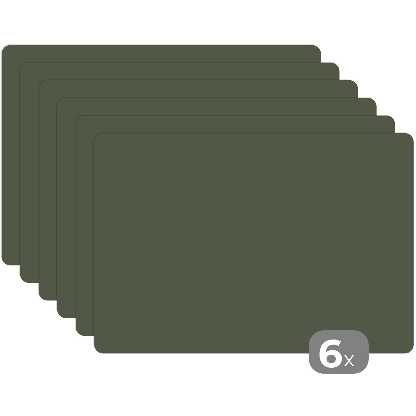 PLATZSETS 6er-Set Grün - Einfarbig - Olivgrün 45x30 cm Tischset - Waldgrün, Kunststoff (0.3/45/30cm) - MuchoWow