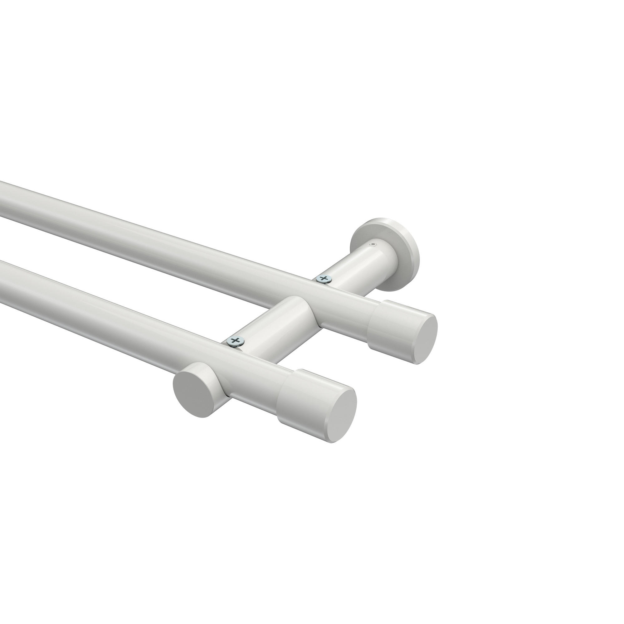 GARDINENSTANGEN-SET Platon Santo 140 cm, 2-läufig (ohne Ringe), 20 mm Ø Weiß - Weiß, Metall (140cm) - INTERDECO