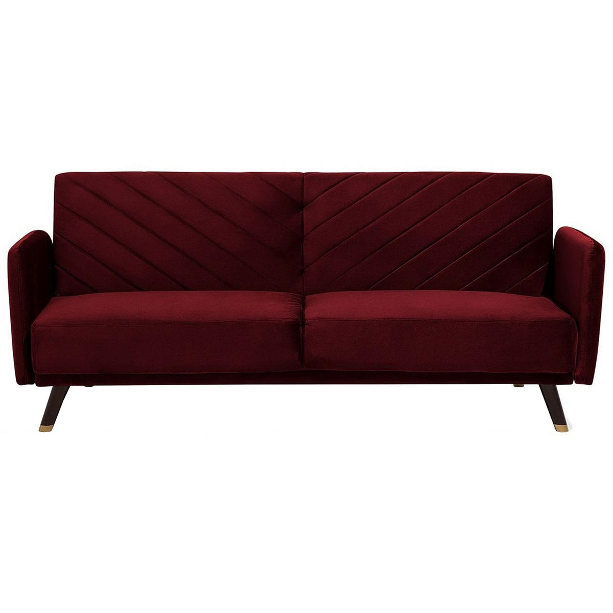 3-SITZER-SCHLAFSOFA Samtstoff Rot Senja - Dunkelrot, Textil (200/87/95cm) - Beliani