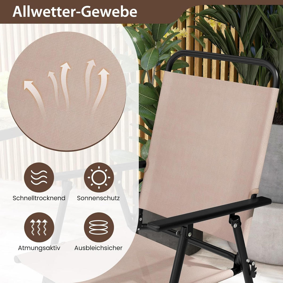 BARPALL SET Beige (3 delar) - Beige, Textil - COSTWAY