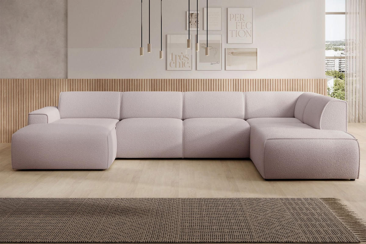 WOHNLANDSCHAFT Bouvi Beige rechts - Beige/Schwarz, Kunststoff/Textil (220/378cm) - Selsey