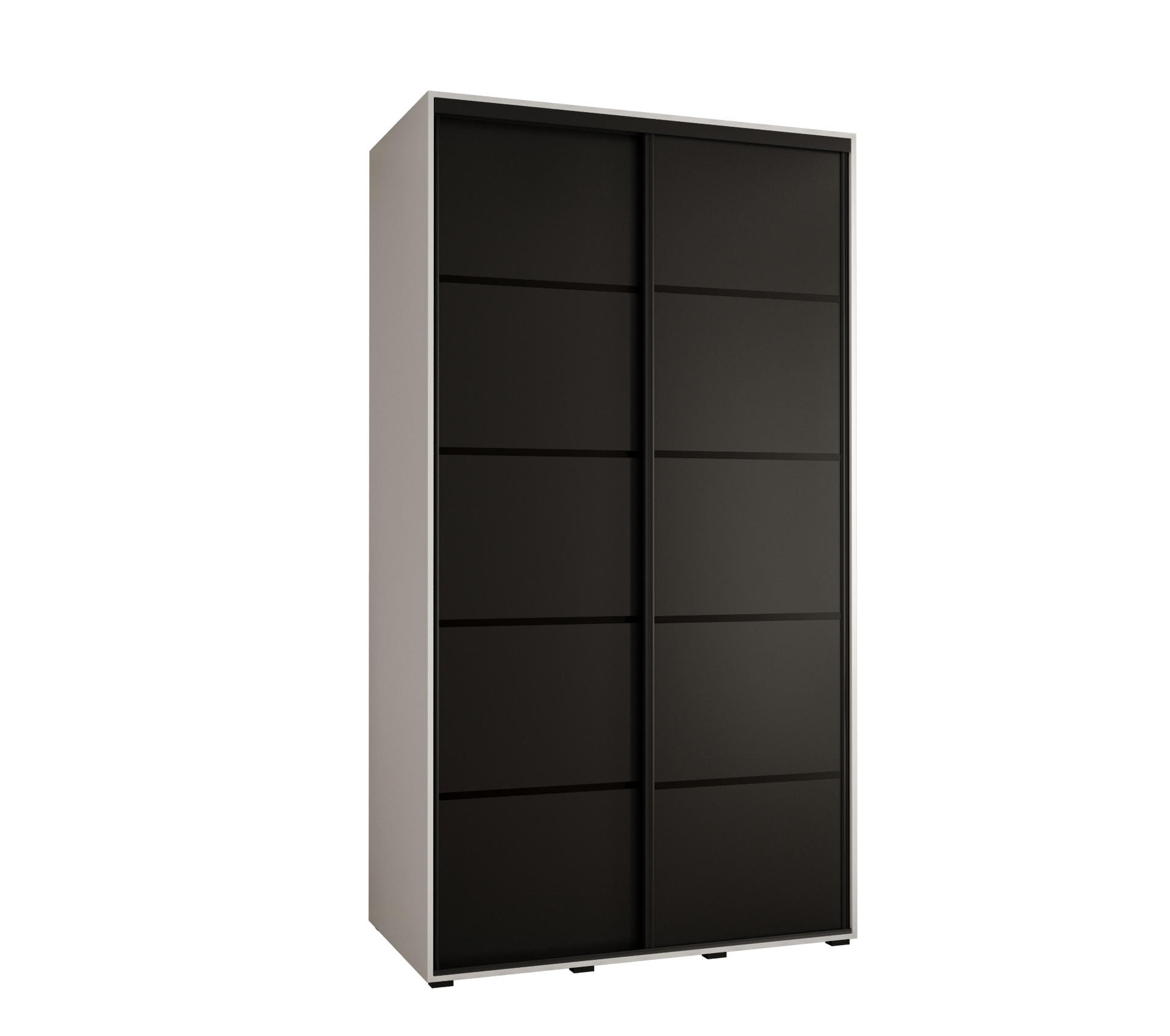 Abiks Möbel Schwebetürenschrank Weiß, Schwarz, Schwarz 140x235x60 cm