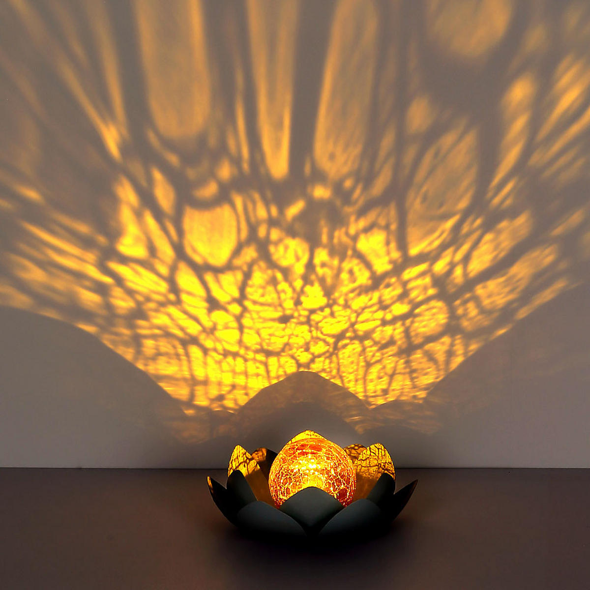 LED AUSSENLEUCHTE Solarleuchte Blumen Crackle-Glas Weiß - Grau, Glas (25/25/9cm)