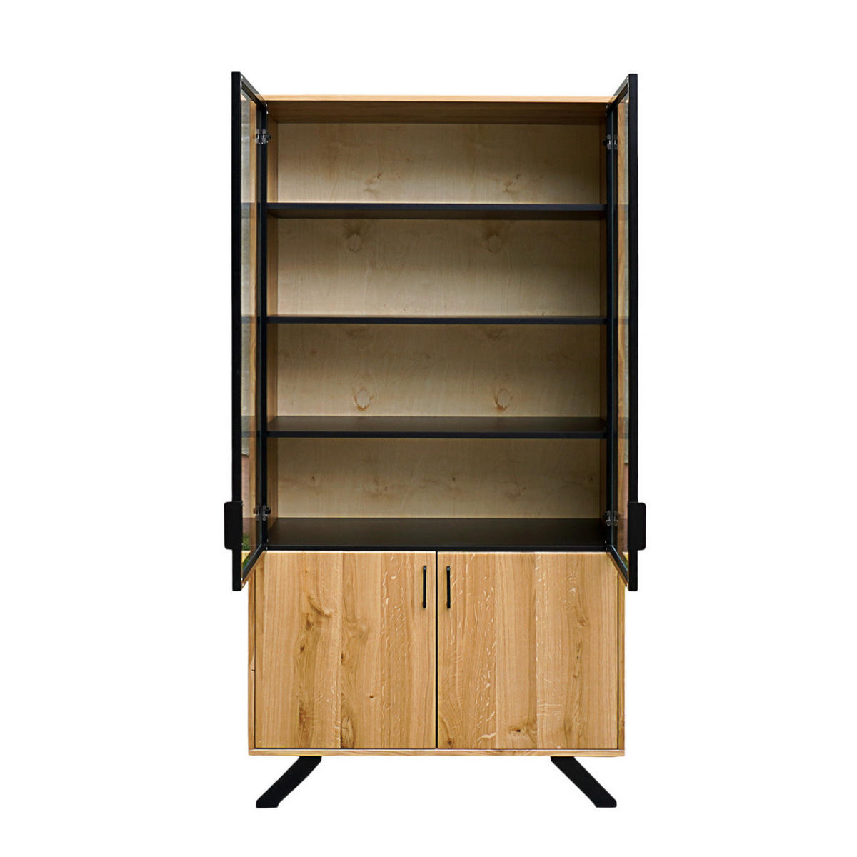 VITRINE Industrielle ins Wohnzimmer JORGEN - Eichefarben, Holz (100/200/45cm) - Rawood Furniture