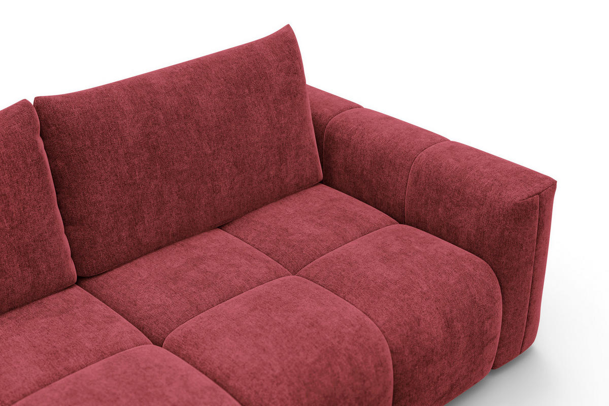 ECKSOFA VERONA 3-Sitzer links, Dunkelrot - Schwarz/Dunkelrot, Holz/Textil (224/173cm) - Courtois Laville