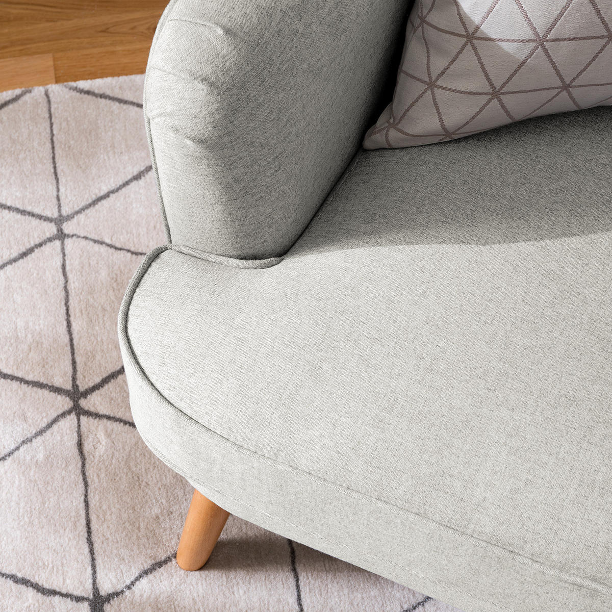 OHRENSESSEL - Beige/Hellgrau, Birkenholz/Textil (73/107/96cm) - home24