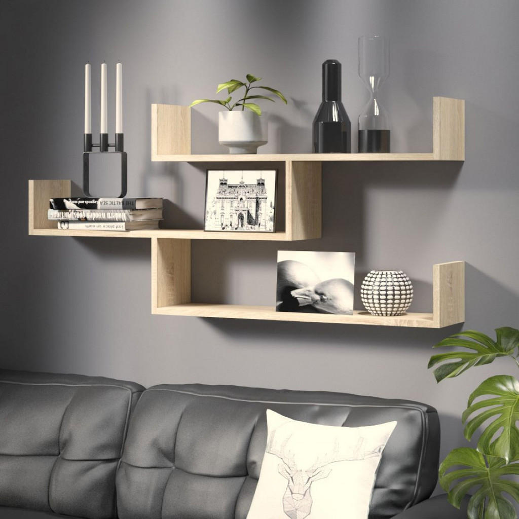 Thumbnail - Selsey Wandregal, Eiche, Holzwerkstoff, 3 Fächer, Rechteckig, 119x55x18 cm, Wohnzimmer, Regale, Wandregale