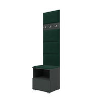 GARDEROBEN-SET Nela IV mit gepolsterten Paneelen 50/187/40 - Dunkelgrün/Silberfarben, Holzwerkstoff/Kunststoff (50/187/40cm)