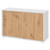 SCHIEBETÜRENSCHRANK - 2 Ordnerhöhen 40/120/74,8 cm in Weiß/Wildeiche Bogengriff (Metall) - Wildeiche/Weiß, Holzwerkstoff (120/74.8/40cm) - bümö
