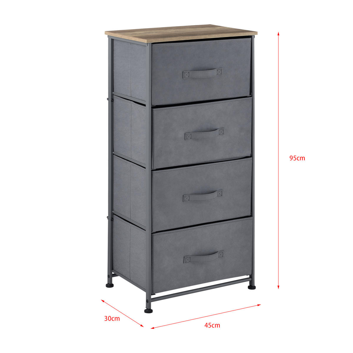 KOMMODE - Braun/Grau, Holzwerkstoff/Textil (45/95/30cm) - pro.tec