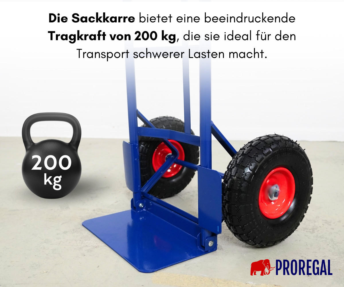 SACKKARRE Odin 115x54x44cm Tragkraft 200kg PU Bereifung Stahlrahmen Blau - Blau, Metall (44/54/115cm) - PROREGAL