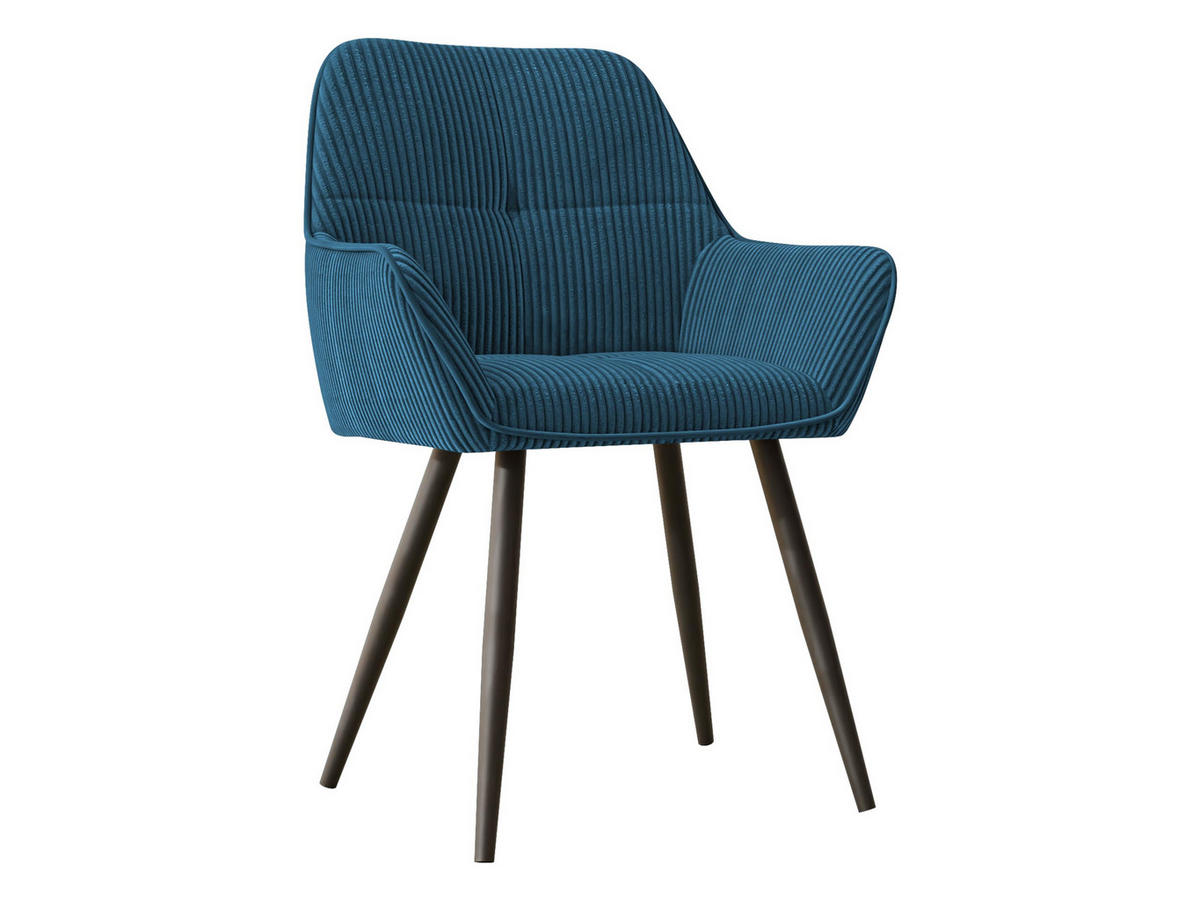 STUHL 2er-Set Archon (2 Stück) - Blau/Schwarz, Textil/Metall (64/86/61cm) - MIRJAN24