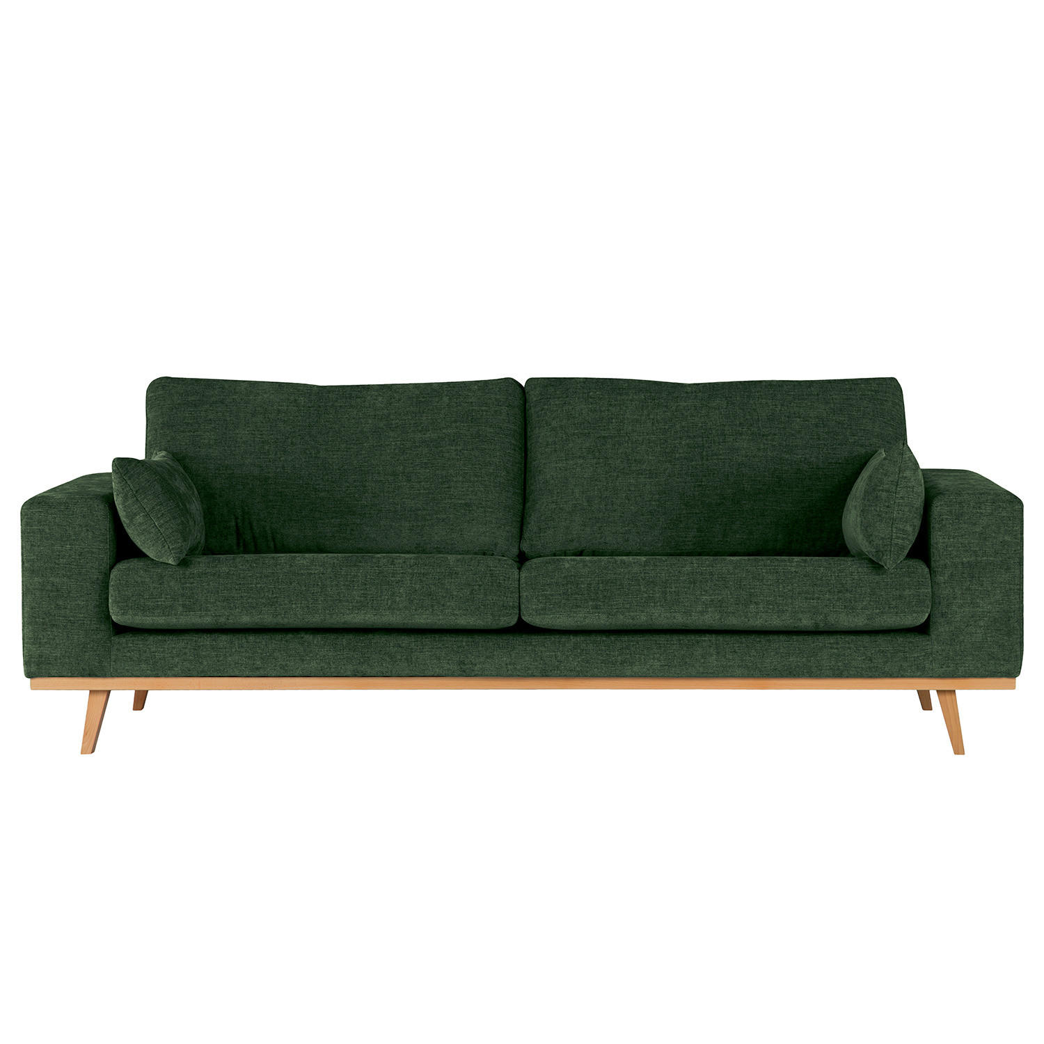 2-SITZER SOFA - Dunkelgrün/Buchefarben, Buchenholz/Textil (197/81/88cm) - home24