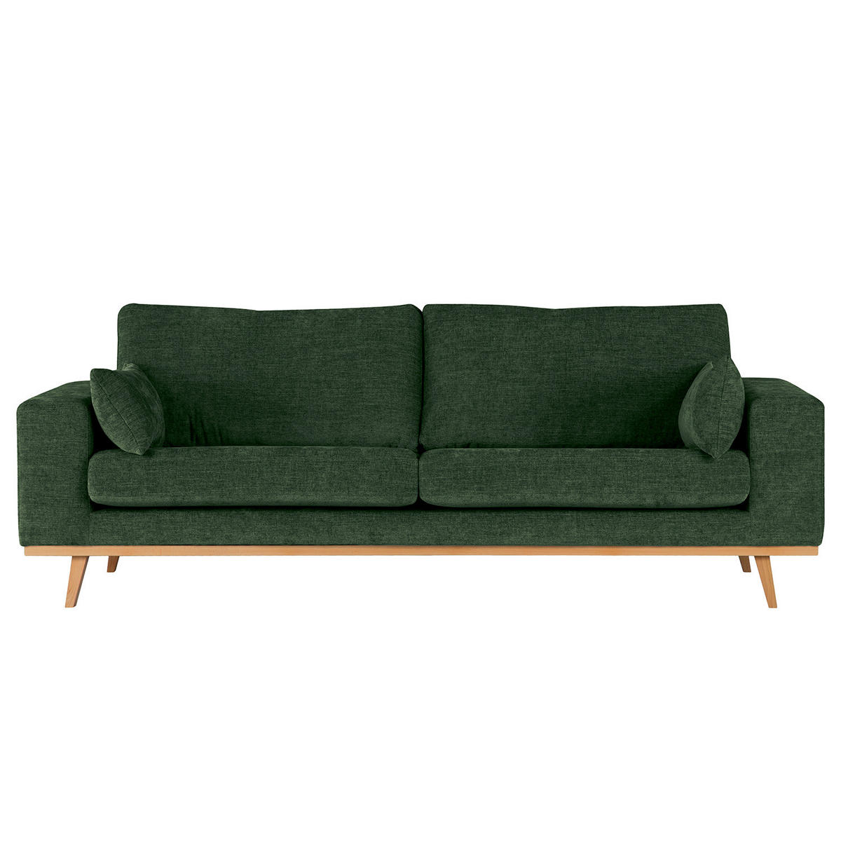 2-SITZER SOFA - Dunkelgrün/Buchefarben, Buchenholz/Textil (197/81/88cm) - home24