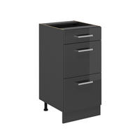 KÜCHENUNTERSCHRANK R-Line Anthrazit Hochglanz 40 cm mit Schubladen, ohne Arbeitsplatte - Schwarz Hochglanz/Anthrazit, Holzwerkstoff (40/81.6/46cm) - Vicco