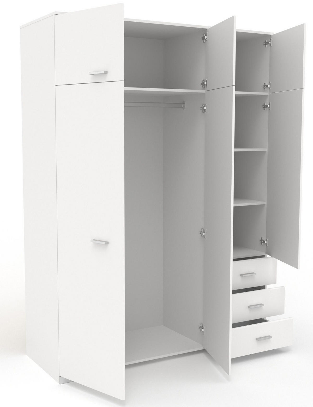 KINDERZIMMER Set 2-tlg. mit Kleiderschrank und Stauraumbett 90x200 - Silberfarben/Weiß, Holz/Holzwerkstoff (206/203/113cm) - Parisot Meuble