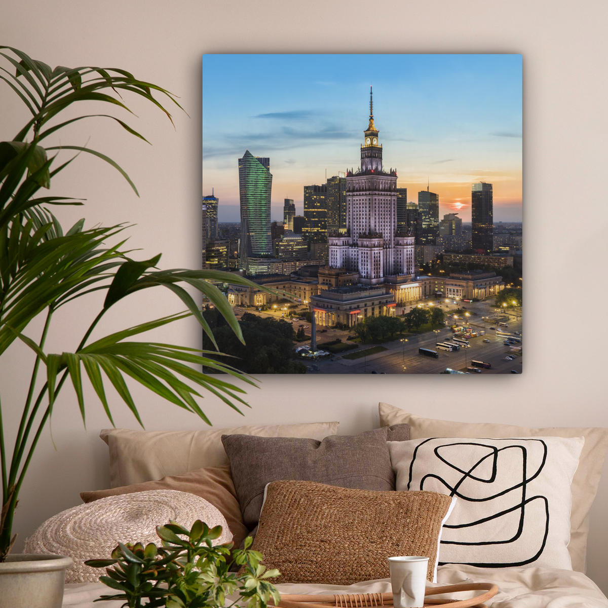LEINWANDBILD Polen - Sonne - Warschau 90x90 cm - Blau, Textil (90/90cm) - MuchoWow