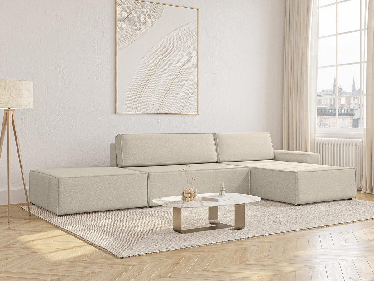 ECKSOFA Lummo La mit Schlaffunktion, Beige - Beige, Textil (363/185cm) - Fedve