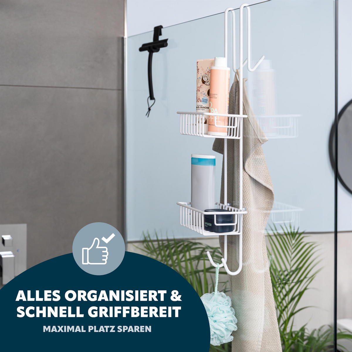 DUSCHREGAL, weiß, Metall - Weiß, Metall (18.5/70/20cm) - bremermann